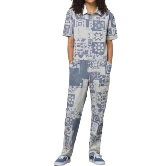 VANS Morro Coveralls Jumpsuit Blue Patchwork Women's Size VN0007SCBD2 - Picture 1 of 5